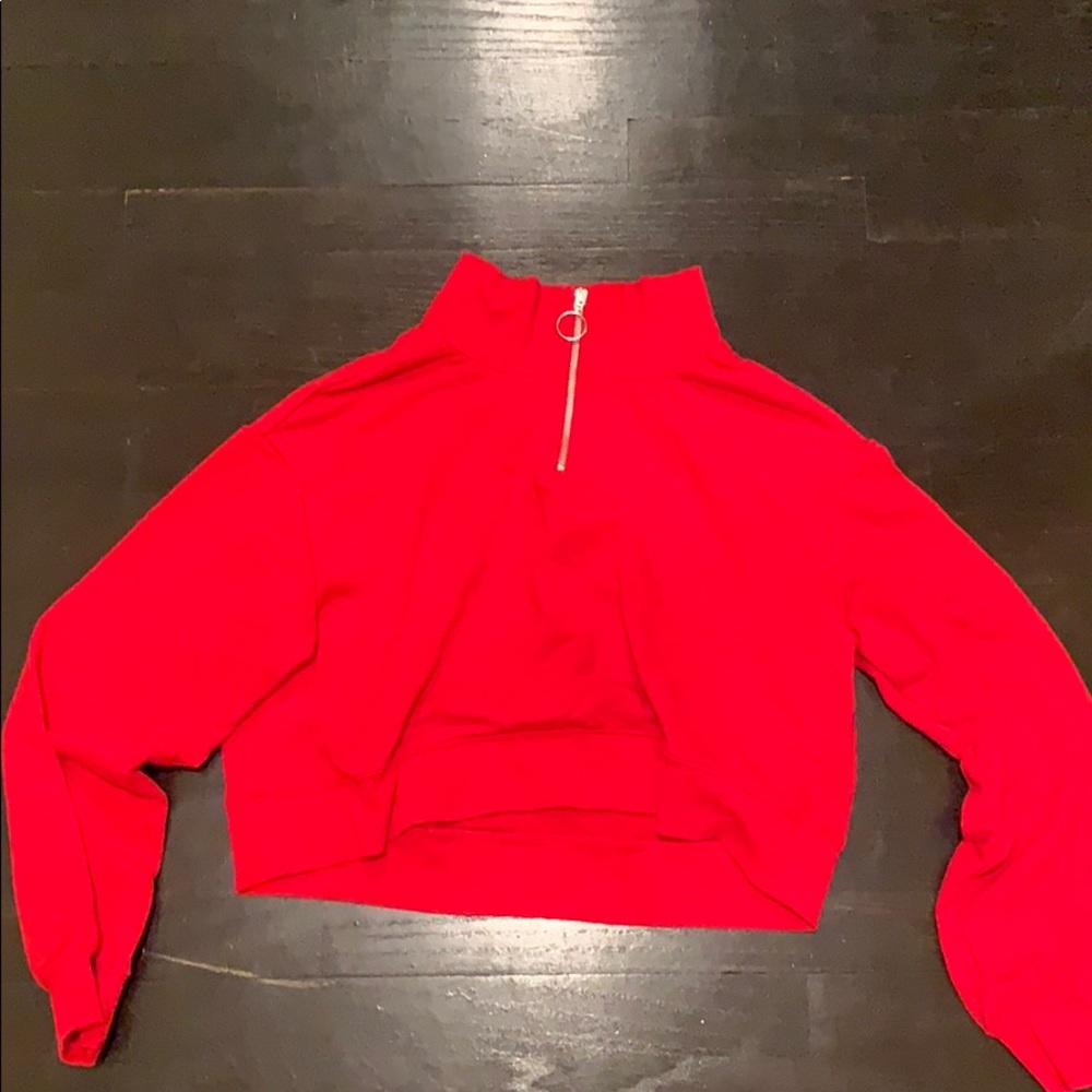 Cropped quarter zip sweatshirt
